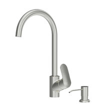 Промонабор 2в1: Смеситель AM.PM Like F8007D11 для кухни, с универсальным диспенсером, сатин