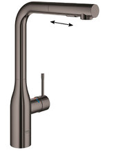 Смеситель Grohe Essence New 30270A00 для кухни, с выдвижным изливом, цвет тёмный графит глянец