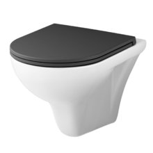 Подвесной унитаз Am.Pm Gem FlashClean безободковый, белый, с черным матовым сиденьем микролифт, C901700SCmb