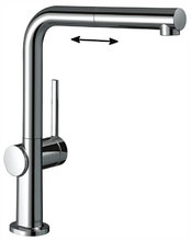 Кухонный смеситель Hansgrohe Talis M54 72809000, с вытяжным изливом, в комплекте с коробом sBox для шланга, хром