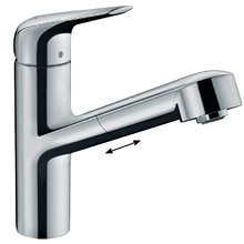 Смеситель Hansgrohe Focus 71814000 M42 для кухонной мойки с выдвижным изливом, хром глянцевый