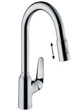 Смеситель Hansgrohe Focus 71800000 M42 для кухонной мойки с выдвижным изливом, хром глянцевый