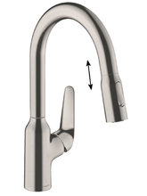 Смеситель Hansgrohe Focus 71801800 M42 для кухонной мойки с выдвижным изливом, под сталь