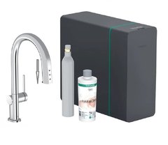 Смеситель Hansgrohe Aqittura SodaSystem, 76806000, для кухонной мойки, системой фильтрации и газирования воды, хром