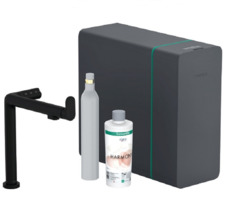 Смеситель Hansgrohe Aqittura SodaSystem, 76810670, для кухонной мойки, с системой фильтрации и газирования воды, черный матовый