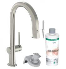 Смеситель Hansgrohe Aqittura, 76801800, для кухонной мойки, с функцией фильтрации и минерализации, нержавеющая сталь