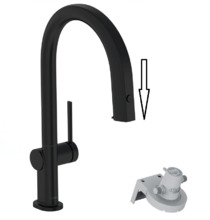 Смеситель Hansgrohe Aqittura, 76826670, для кухонной мойки, с вытяжным изливом и подключением к фильтру, черный матовый