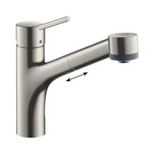 Смеситель Hansgrohe Talis 73860800, для кухонной мойки, с вытяжным изливом, цвет нержавеющая сталь
