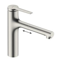 Смеситель Hansgrohe Zesis, lite 74804800, для кухонной мойки, с вытяжным изливом, цвет нержавеющая сталь