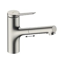 Смеситель Hansgrohe Zesis, lite 74803800, для кухонной мойки, с вытяжным изливом, цвет нержавеющая сталь