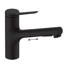 Смеситель Hansgrohe Zesis, lite 74803670, для кухонной мойки, с вытяжным изливом, цвет черный матовый