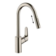 Смеситель Hansgrohe Focus, 73880800, для кухонной мойки, с вытяжным изливом, цвет нержавеющая сталь