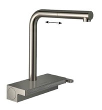 Смеситель Hansgrohe Aquno Select 73836800, для кухонной мойки, с вытяжным изливом, тёмный графит