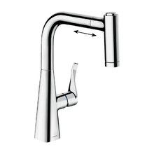 Смеситель Hansgrohe Metris Eco, 73823000, для кухонной мойки, с вытяжным изливом, цвет хром