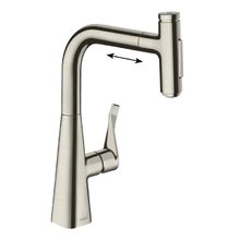 Смеситель Hansgrohe Metris Select 73822800, для кухонной мойки, с вытяжным изливом, цвет нержавеющая сталь