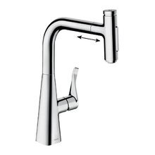 Смеситель Hansgrohe Metris Select 73822000, для кухонной мойки, с вытяжным изливом, цвет хром