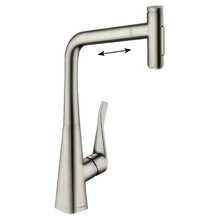 Смеситель Hansgrohe Metris Select 73820800, для кухонной мойки, с вытяжным изливом, цвет нержавеющая сталь
