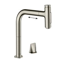 Смеситель Hansgrohe Metris Select 73818800, для кухонной мойки, с вытяжным изливом, цвет нержавеющая сталь