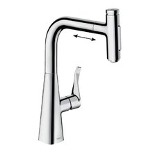 Смеситель Hansgrohe Metris Select 73817000, для кухонной мойки, с вытяжным изливом, цвет хром