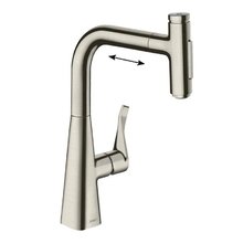 Смеситель Hansgrohe Metris Select 73816800, для кухонной мойки, с вытяжным изливом, цвет нержавеющая сталь