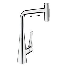 Смеситель Hansgrohe Metris Select 73816000, для кухонной мойки, с вытяжным изливом, цвет хром
