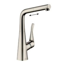 Смеситель Hansgrohe Metris 73812800, для кухонной мойки, с вытяжным изливом, цвет нержавеющая сталь
