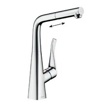 Смеситель Hansgrohe Metris 73812000, для кухонной мойки, с вытяжным изливом, цвет хром