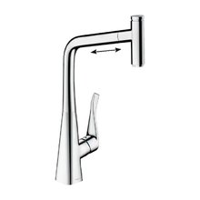 Смеситель Hansgrohe Metris Select Eco, 73807000, для кухонной мойки, с вытяжным изливом, цвет хром