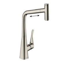 Смеситель Hansgrohe Metris Select 73803800, для кухонной мойки, с вытяжным изливом, цвет нержавеющая сталь
