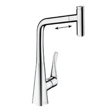 Смеситель Hansgrohe Metris Select 73803000, для кухонной мойки, с вытяжным изливом, цвет хром