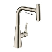 Смеситель Hansgrohe Metris Select 73802800, для кухонной мойки, с вытяжным изливом, цвет нержавеющая сталь