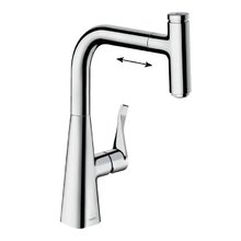 Смеситель Hansgrohe Metris Select 73802000, для кухонной мойки, с вытяжным изливом, цвет хром