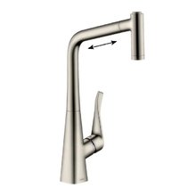Смеситель Hansgrohe Metris 73801800, для кухонной мойки, с вытяжным изливом, цвет нержавеющая сталь