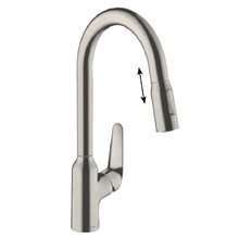 Смеситель Hansgrohe Focus M42, 71820800, для кухонной мойки, с вытяжным изливом, цвет нержавеющая сталь