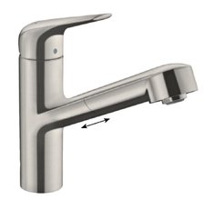 Смеситель Hansgrohe Focus M42, для кухонной мойки, с вытяжным изливом, цвет нержавеющая сталь, 71814800