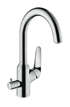 Смеситель Hansgrohe Focus M42, для кухонной мойки, с запорным вентилем, цвет хром, 71803000