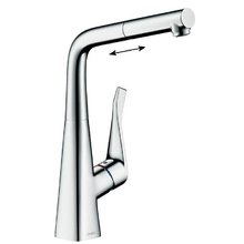 Смеситель Hansgrohe Metris M71, Eco, для кухонной мойки, с вытяжным изливом, цвет хром, 14781000