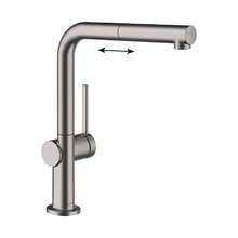 Смеситель Hansgrohe Talis 210 M54, для кухонной мойки, с вытяжным изливом, черный хром матовый, 72809340