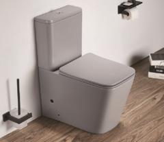 Унитаз компакт Ceramalux NС, безободковый, крышка микролифт, светло-серый матовый, 2170AXMH