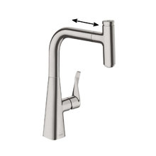 Смеситель для кухни Hansgrohe Metris 14857800, с выдвижным изливом 240, нержавеющая сталь