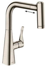 Смеситель для кухни Hansgrohe Metris 14834800, с выдвижным изливом 220, нержавеющая сталь