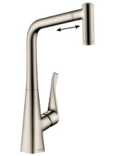 Смеситель Hansgrohe Metris 14820800, для кухни с выдвижным изливом, цвет сталь