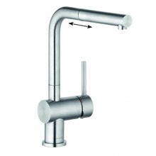 Смеситель Kludi Steel 45851F877 для кухонной мойки, с выдвижным изливом, цвет нержавеющая сталь