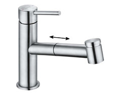 Смеситель Kludi Steel 44851F860 для кухонной мойки с выдвижным изливом, цвет нержавеющая сталь