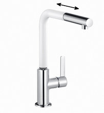 Смеситель Kludi L-Ine 408519375 для кухонной мойки, с выдвижным изливом, цвет хром-белый матовый