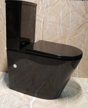 Унитаз компакт Ceramalux безободковый, крышка микролифт, черно-глянцевый, 2178-18