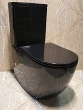 Унитаз компакт Ceramalux, крышка микролифт, черно-глянцевый, 2176-18