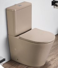 Унитаз компакт Ceramalux NС, безободковый, крышка микролифт, капучино, 2179XMC