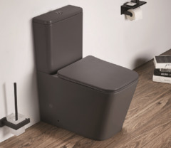Унитаз компакт Ceramalux NС, безободковый, крышка микролифт, темно-серый матовый, 2170AXMDH