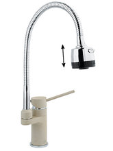 Смеситель Timo Saona 2308F sandy для кухонной мойки с гибким изливом, бежевый/хром